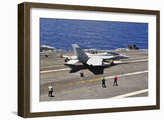 An F-A-18E Super Hornet Prepares to Launch from USS Carl Vinson-null-Framed Photographic Print