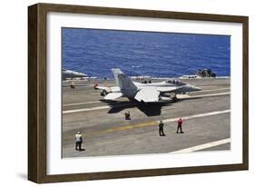 An F-A-18E Super Hornet Prepares to Launch from USS Carl Vinson-null-Framed Photographic Print