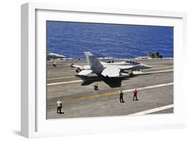 An F-A-18E Super Hornet Prepares to Launch from USS Carl Vinson-null-Framed Photographic Print