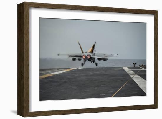 An F-A-18E Super Hornet Takes Off from the Flight Deck of USS George Washington-null-Framed Photographic Print