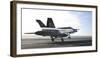 An F-A-18E Super Hornet Touches the Flight Deck of USS Nimitz-null-Framed Photographic Print