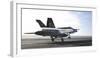 An F-A-18E Super Hornet Touches the Flight Deck of USS Nimitz-null-Framed Photographic Print