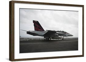 An F-A-18F Super Hornet Launches from USS Nimitz-null-Framed Photographic Print