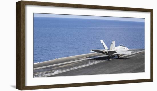 An F-A-18F Super Hornet Launches Off the Flight Deck of USS Nimitz-null-Framed Photographic Print