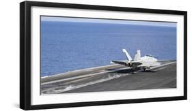 An F-A-18F Super Hornet Launches Off the Flight Deck of USS Nimitz-null-Framed Photographic Print