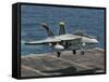 An F/A-18F Super Hornet Prepares to Land Aboard USS Eisenhower-Stocktrek Images-Framed Stretched Canvas