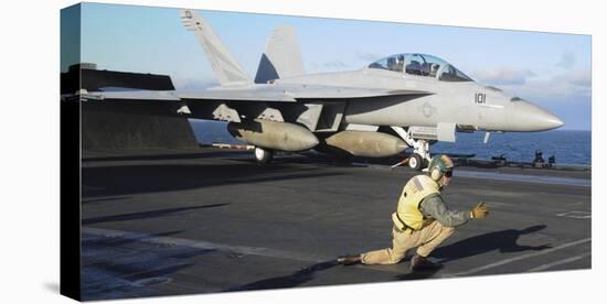 An F-A-18F Super Hornet Prepares to Launch from the Flight Deck of USS Nimitz-null-Stretched Canvas