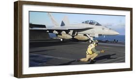 An F-A-18F Super Hornet Prepares to Launch from the Flight Deck of USS Nimitz-null-Framed Photographic Print