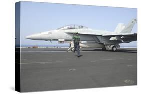 An F-A-18F Super Hornet Prepares to Launch-null-Stretched Canvas