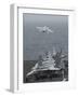 An F-A-18F Super Hornet Taking Off from USS Nimitz-null-Framed Photographic Print