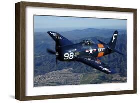 An F8F Bearcat Flying over Chino, California-Stocktrek Images-Framed Photographic Print