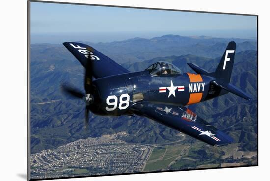 An F8F Bearcat Flying over Chino, California-Stocktrek Images-Mounted Photographic Print