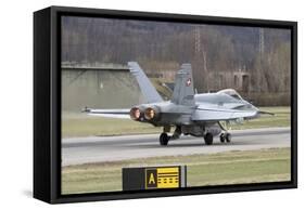 An FA-18 Hornet of the Swiss Air Force on the Runway-Stocktrek Images-Framed Stretched Canvas