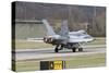 An FA-18 Hornet of the Swiss Air Force on the Runway-Stocktrek Images-Stretched Canvas