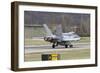 An FA-18 Hornet of the Swiss Air Force on the Runway-Stocktrek Images-Framed Photographic Print