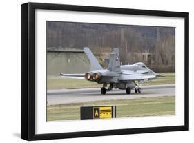 An FA-18 Hornet of the Swiss Air Force on the Runway-Stocktrek Images-Framed Photographic Print