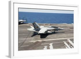 An Fa-18F Super Hornet Lands Aboard USS George H.W. Bush-null-Framed Photographic Print