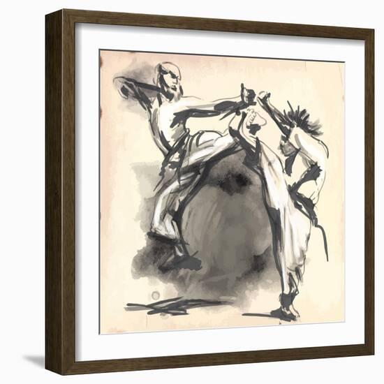 An Hand Drawn Converted Vector in Calligraphic Style from Series Martial Arts: Karate. Karate is a-KUCO-Framed Art Print