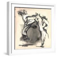 An Hand Drawn Converted Vector in Calligraphic Style from Series Martial Arts: Karate. Karate is a-KUCO-Framed Art Print