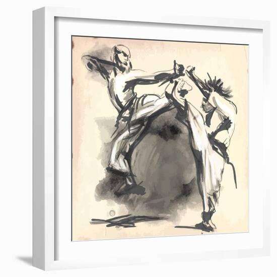 An Hand Drawn Converted Vector in Calligraphic Style from Series Martial Arts: Karate. Karate is a-KUCO-Framed Art Print