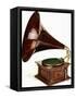 An His Master's Voice Monarch Gramophone, with Oak Case and Fluted Oak Horn, circa 1911-null-Framed Stretched Canvas