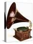 An His Master's Voice Monarch Gramophone, with Oak Case and Fluted Oak Horn, circa 1911-null-Stretched Canvas