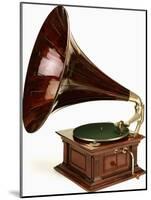 An His Master's Voice Monarch Gramophone, with Oak Case and Fluted Oak Horn, circa 1911-null-Mounted Giclee Print