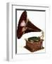 An His Master's Voice Monarch Gramophone, with Oak Case and Fluted Oak Horn, circa 1911-null-Framed Giclee Print