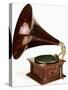 An His Master's Voice Monarch Gramophone, with Oak Case and Fluted Oak Horn, circa 1911-null-Stretched Canvas