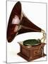 An His Master's Voice Monarch Gramophone, with Oak Case and Fluted Oak Horn, circa 1911-null-Mounted Giclee Print