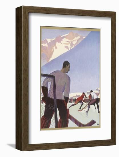 An Ice-Hockey Match in Chamonix France-Roger Broders-Framed Photographic Print