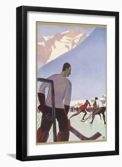 An Ice-Hockey Match in Chamonix France-Roger Broders-Framed Photographic Print