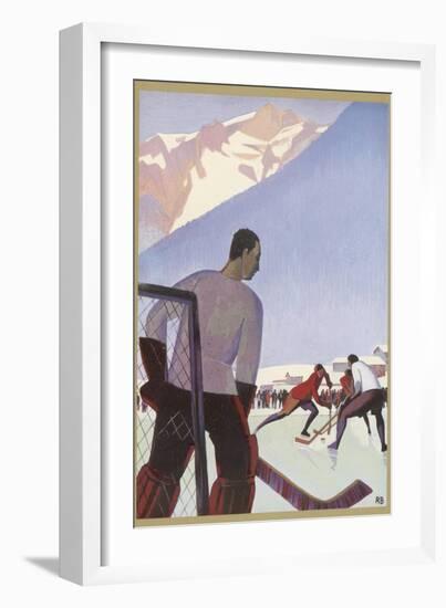 An Ice-Hockey Match in Chamonix France-Roger Broders-Framed Photographic Print