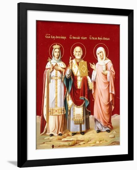 An Icon Painted on Glass Depicting Saint Nicholas-null-Framed Giclee Print