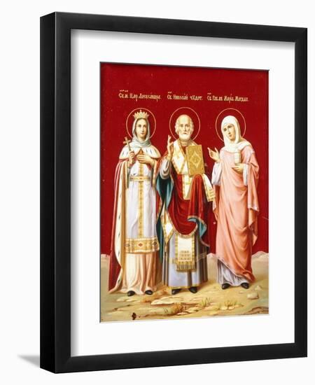 An Icon Painted on Glass Depicting Saint Nicholas-null-Framed Premium Giclee Print