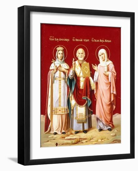 An Icon Painted on Glass Depicting Saint Nicholas-null-Framed Giclee Print