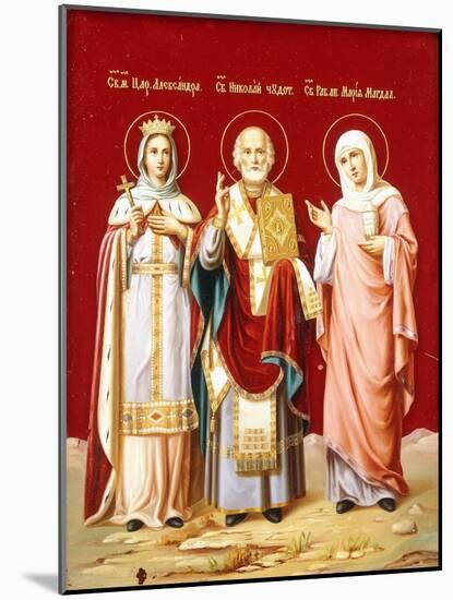 An Icon Painted on Glass Depicting Saint Nicholas-null-Mounted Giclee Print