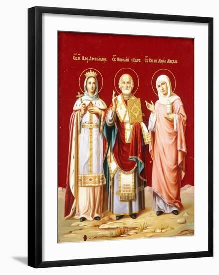 An Icon Painted on Glass Depicting Saint Nicholas-null-Framed Giclee Print