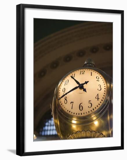 An Illuminated Clock in Grand Central Station, New York, New York, USA-David H. Wells-Framed Photographic Print