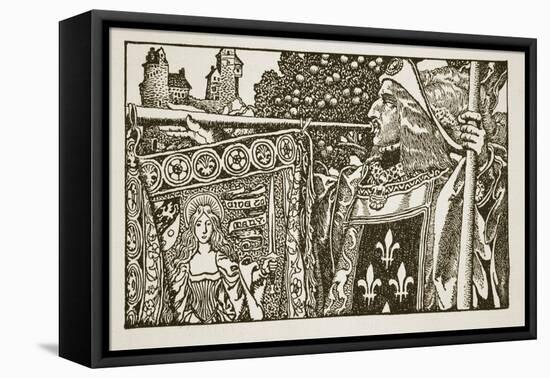 An illustration from 'The Story of King Arthur and his Knights', 1903-Howard Pyle-Framed Stretched Canvas