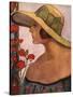 An Illustration of a Woman in a Summer Hat and Dress-null-Stretched Canvas