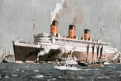 Póster Vintage Estilo Años 30 Del Transatlántico RMS Queen Mary - Tamaño 16x24 Pulgadas