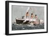 An Illustration of the Queen Mary Ocean Liner-null-Framed Art Print