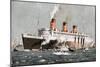 An Illustration of the Queen Mary Ocean Liner-null-Mounted Art Print