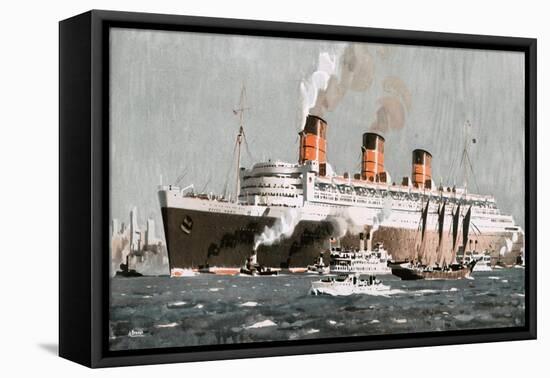 An Illustration of the Queen Mary Ocean Liner-null-Framed Stretched Canvas