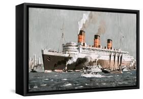 An Illustration of the Queen Mary Ocean Liner-null-Framed Stretched Canvas