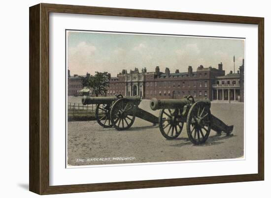 An Illustration of the Woolwich Barracks, with Two Canons in the Foreground-null-Framed Art Print