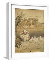 An Illustration to 'English Fairy Tales': Tattercoats Dancing While the Gooseherd Pipes-Arthur Rackham-Framed Giclee Print