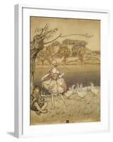 An Illustration to 'English Fairy Tales': Tattercoats Dancing While the Gooseherd Pipes-Arthur Rackham-Framed Giclee Print