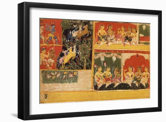 An Illustration to the 'Bhagvata Purana', Book X, Chapter 21, C.1525 (W/C and Ink on Paper)-null-Framed Giclee Print